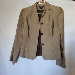 Women's Ann Taylor Brown Gold Blazer Jacket Size 4